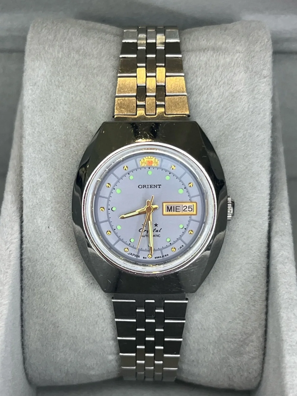 Vintage Orient 3 Star Crystal Automatic Watch Light Blue Dial 4692J20